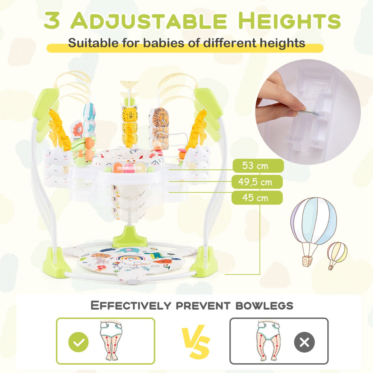 Baby Stationary Activity Center with 360° Rotary Seat and 3 Adjustable Heights for 6 Months+-Yellow