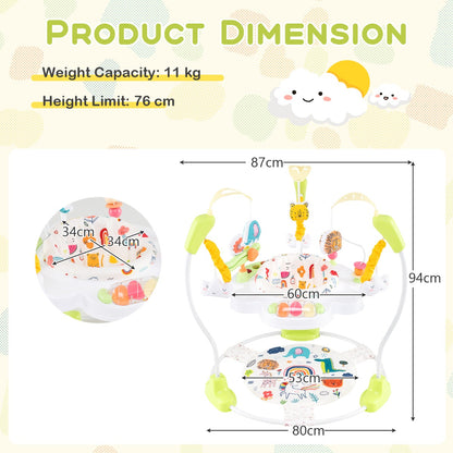 Baby Stationary Activity Center with 360° Rotary Seat and 3 Adjustable Heights for 6 Months+-Yellow