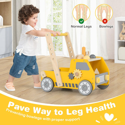 Toddler Push Walker with Adjustable Speed and Bottom Storage-Yellow