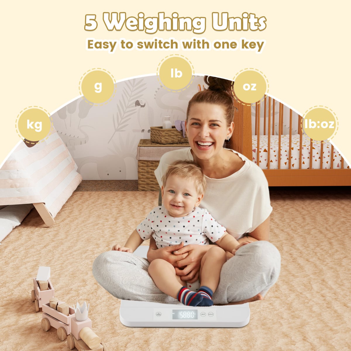 Baby Weight Scale with Detachable Tray for Body Weight and Height Measurement-White
