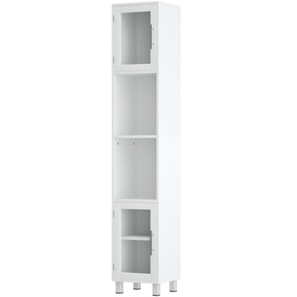 Tall Bathroom Storage Cabinet with 2 Open Shelves & 1 Adjustable Shelf-White