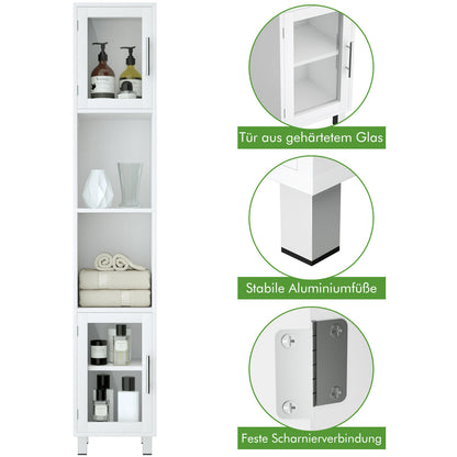 Tall Bathroom Storage Cabinet with 2 Open Shelves & 1 Adjustable Shelf-White