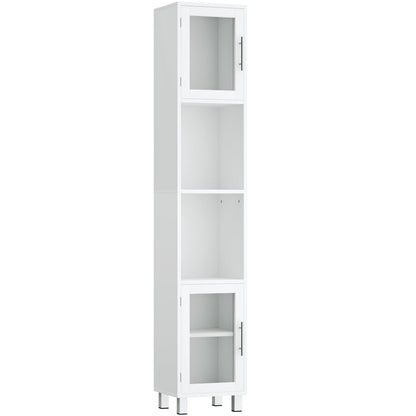Tall Bathroom Storage Cabinet with 2 Open Shelves & 1 Adjustable Shelf-White