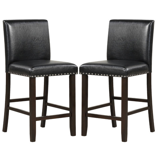 Upholstered Bar Stool Set of 2 for Dining Room, Kitchen, Restaurant-Black