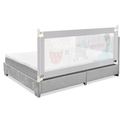 Zippered safety bar with cartoon motif, height-adjustable bed guard for children