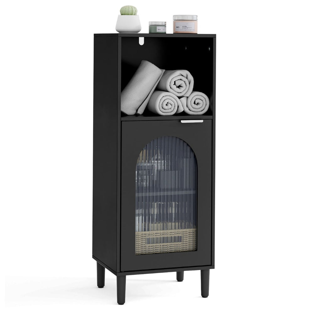 Bathroom Floor Cabinet with Adjustable Shelf for Hallway Living Room-Black