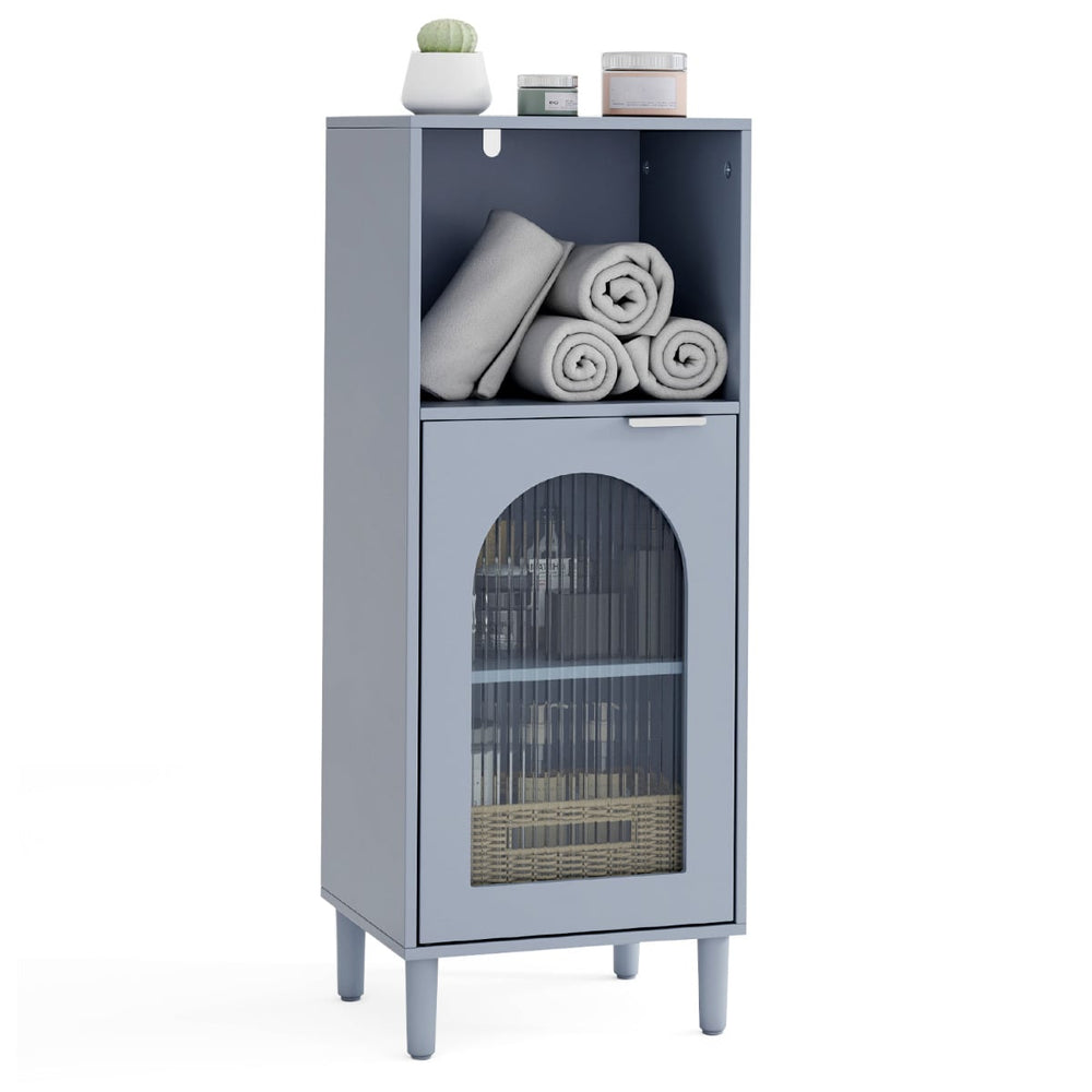 Bathroom Floor Cabinet with Adjustable Shelf for Hallway Living Room-Grey