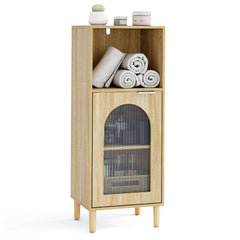 Bathroom Floor Cabinet with Adjustable Shelf for Hallway Living Room-Natural