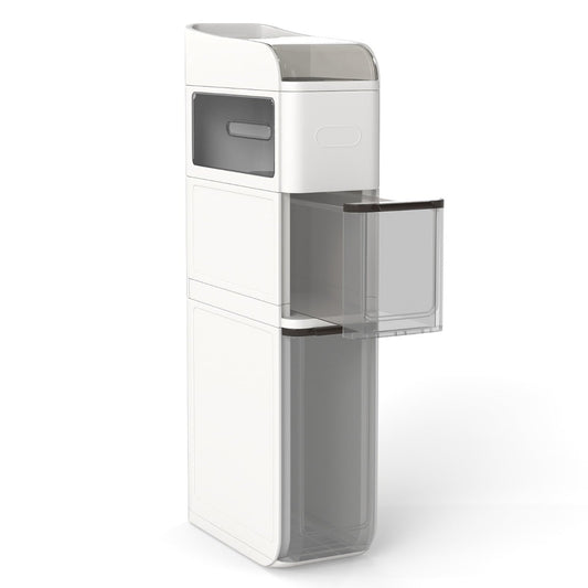 4-Tier Bathroom Storage Cabinet with 2 Drawers and Tissue Box-White