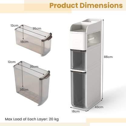 4-Tier Bathroom Storage Cabinet with 2 Drawers and Tissue Box-White