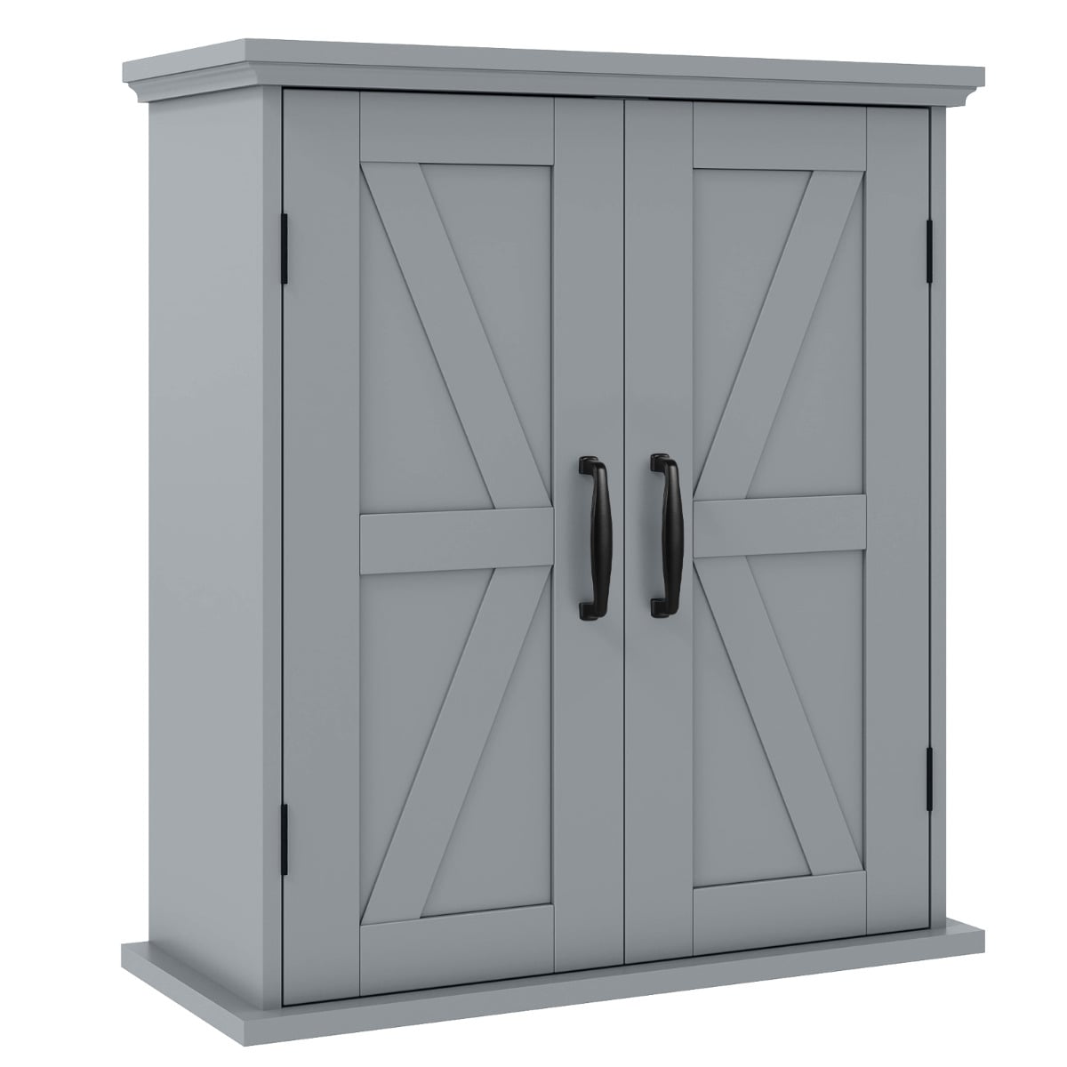 Bathroom Wall Cabinet with 2 Doors and Adjustable Shelves-Grey