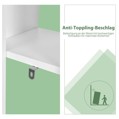 Tree-shaped bookcase with 8 compartments, standing shelf, storage shelf, 50 x 25 x 145 cm, white