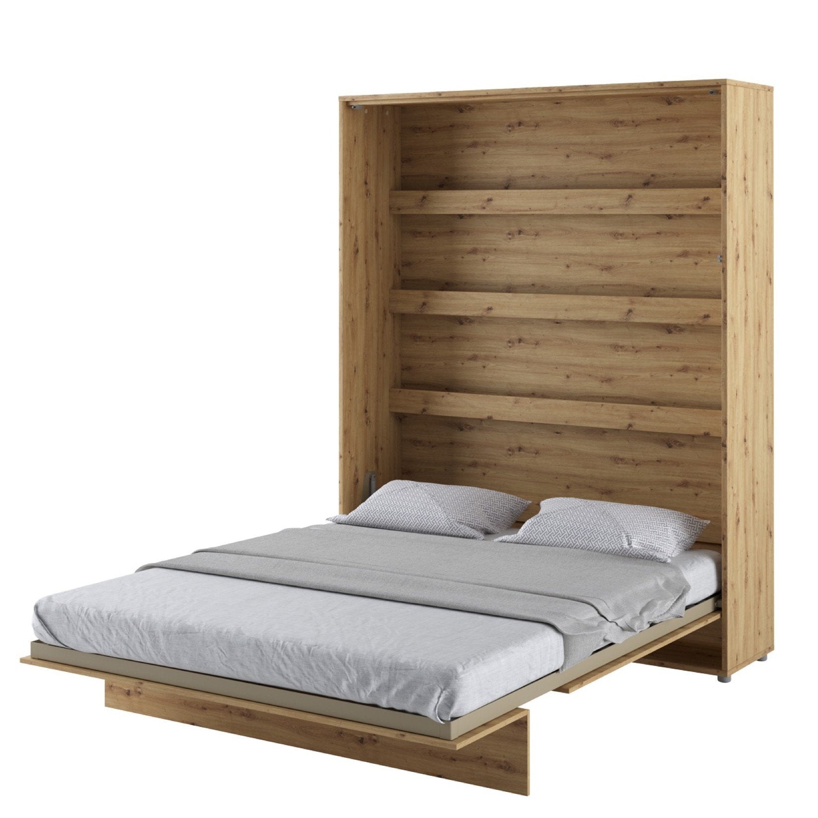 BC-13 Vertical Wall Bed Concept 180cm With Storage Cabinets and LED - Furniture Gold