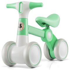 Cute baby balance bike 4-wheel childrens bicycle without pedals 55.5 x 26 x 39 cm Green