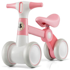 Cute baby balance bike 4-wheel children's bicycle without pedals 55.5 x 26 x 39 cm pink
