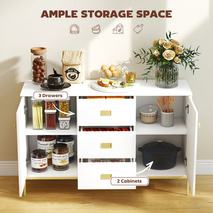 HOMCOM Modern White and Gold Sideboard
