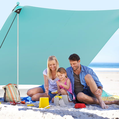 Beach Tent Sun Shelter with 4 Sandbags and UPF 50+ Protection-Green