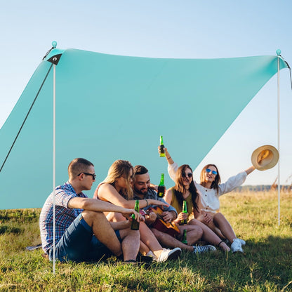 Beach Tent Sun Shelter with 4 Sandbags and UPF 50+ Protection-Green