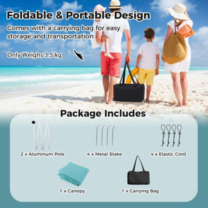 Beach Tent Sun Shelter with 4 Sandbags and UPF 50+ Protection-Green