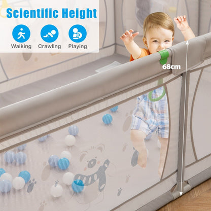 206 x 147 cm Baby Playpen with 50 Ocean Balls for Babies and Toddlers-Bear