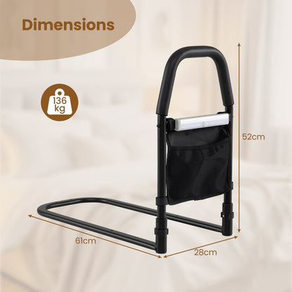 Bed Rails with Motion Sensor Light and Storage Pocket for Elderly Adults-Black