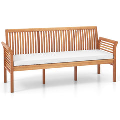 3-Person Porch Bench with High Backrest and Seat Cushion-White