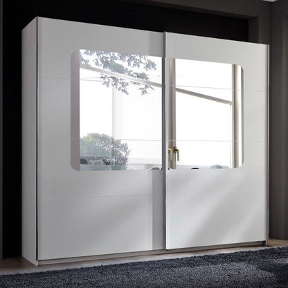 Berten 225cm 2 Door Mirrored Sliding Wardrobe - White