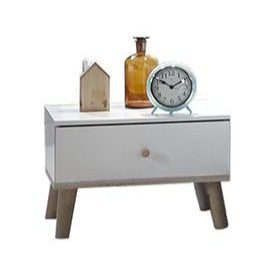 Bedside Table BERTEN 1 Drawer Nightstand White and Oak 52cm