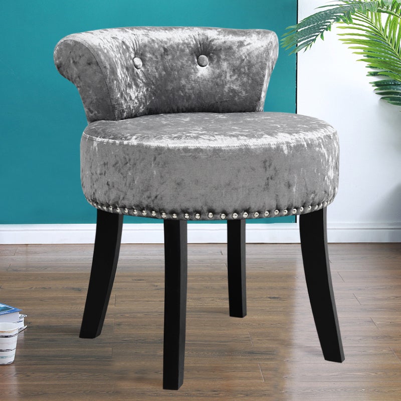 Velvet Upholstery Round Accent Chair Dressing Stool