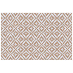 Outsunny Reversible Outdoor RV Rug, Patio Floor Mat, 274 x 182 cm Plastic Straw Rug for Garden, terrace, Beach, Camping, Coffee & White