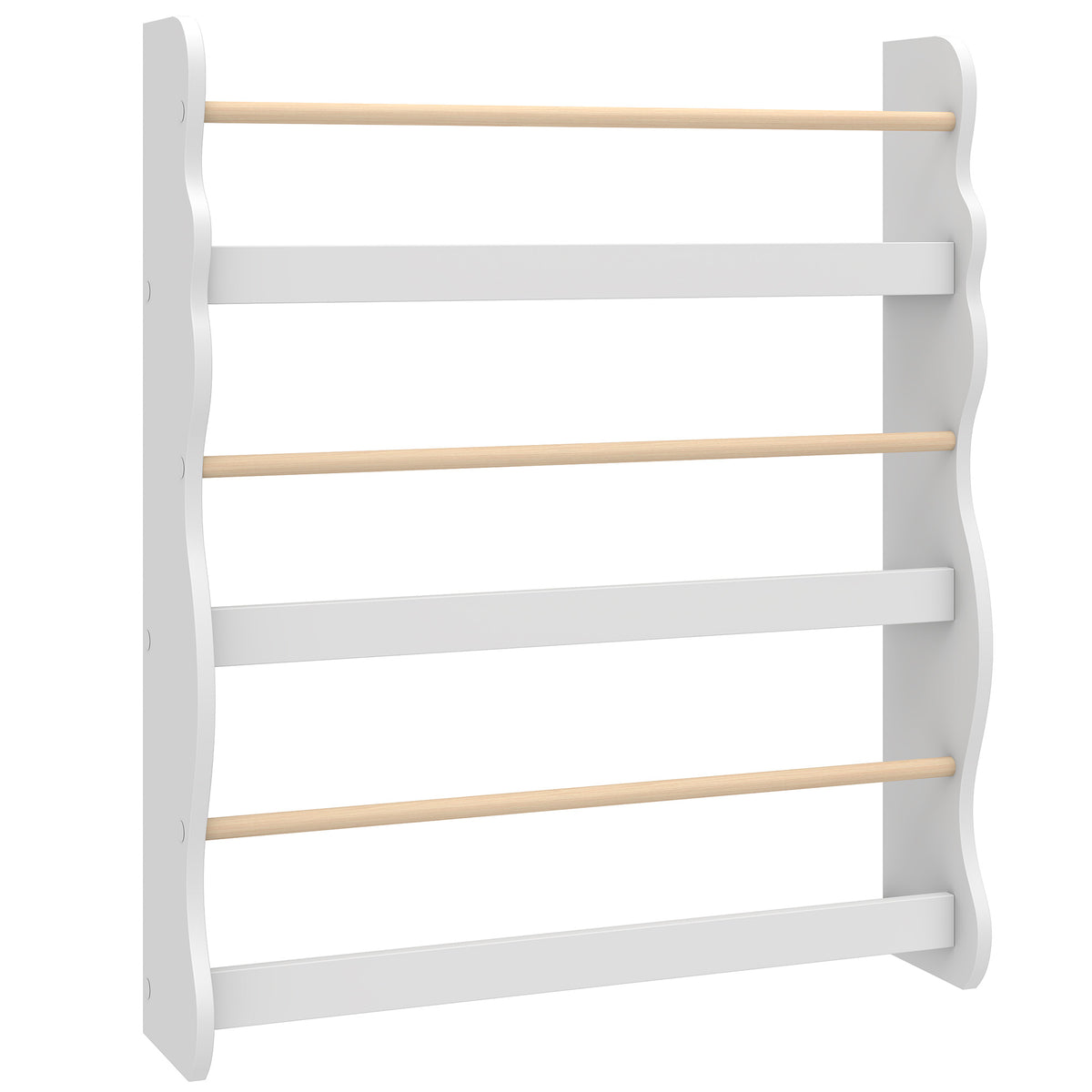 AIYAPLAY 3-Tier Kids Bookshelf Wall Mounted, Kids Bookcase for Playroom, Living Room for Toddlers and Children Aged 3-8, White