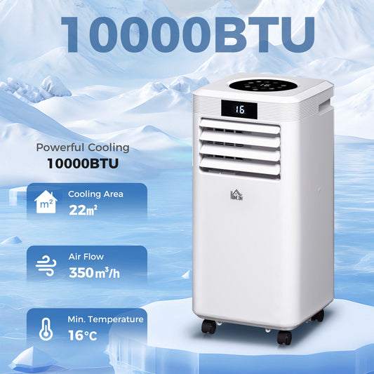 HOMCOM 10000 BTU Air Conditioning Unit, 3-in-1 Portable Air Conditioner, Dehumidifier, Cooling Fan with Remote Control, Digital Display, 2 Speeds, 24H Timer, Window Venting Kit, 22m√Ç¬≤