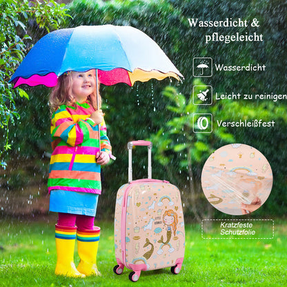 Children's luggage mermaid travel suitcase Children's suitcase set with backpack pink