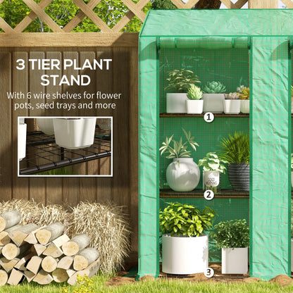 Outsunny 46 x 143cm Three-Shelf Mini Greenhouse - Green