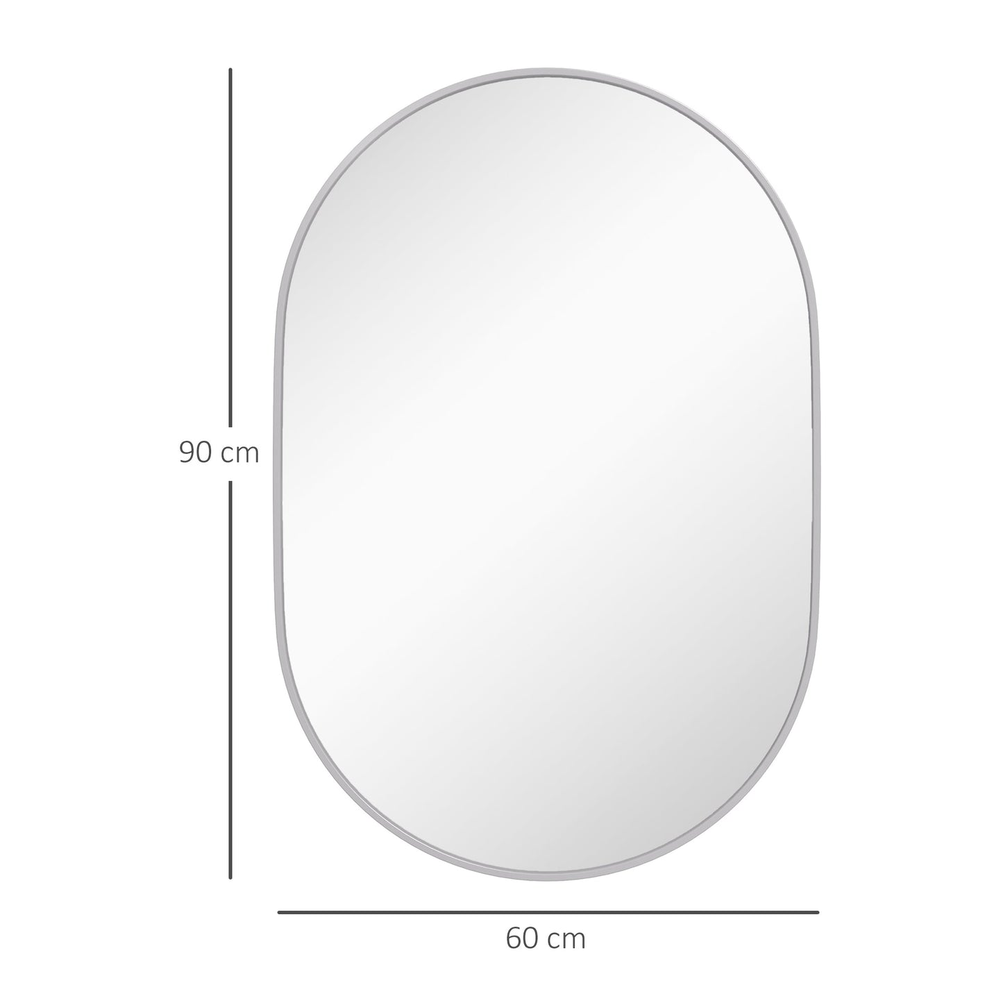 HOMCOM 60cm Round Tempered Glass Bathroom Mirror - Silver Tone