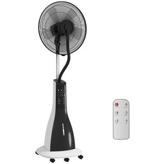 HOMCOM Pedestal Fan with Water Mist Spray, Spray Misting Fan with 75° Oscillation, Remote Control, Tilt Head, 3 Speeds, 3 Modes, 3 Mist, 3L Water Tank, Wheels, for Home, 125 cm