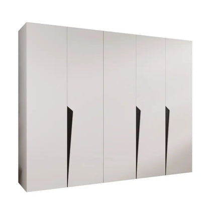 White wardrobe with black accents on a white background