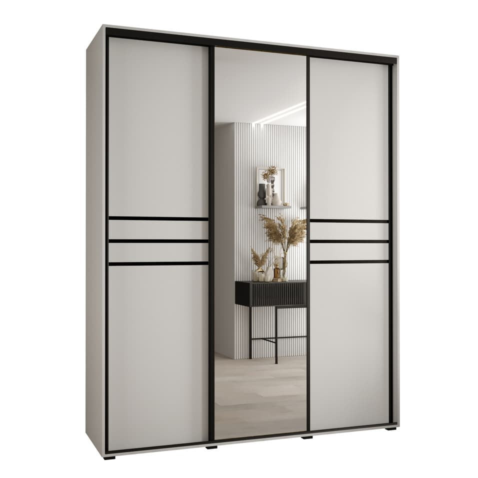 Sliding wardrobe with glass doors on a white background