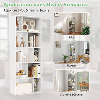 Wood 5-tier Bookshelf Bookcase Home Organizer Display Shelf-White