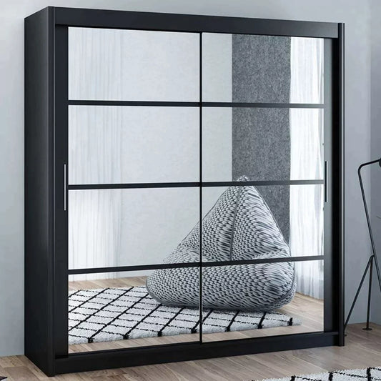 Dexter Sliding Door 203cm Wardrobe - Black, White, Grey