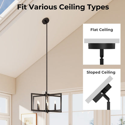 6-Light Black Farmhouse Chandelier with Adjustable Height-Black