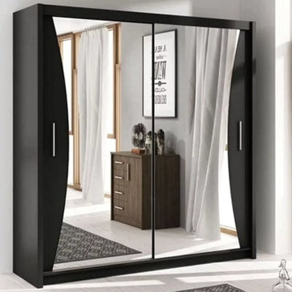 Caledonia Sliding Door Mirror Wardrobe - White, Grey, Black or 150cm and 203cm