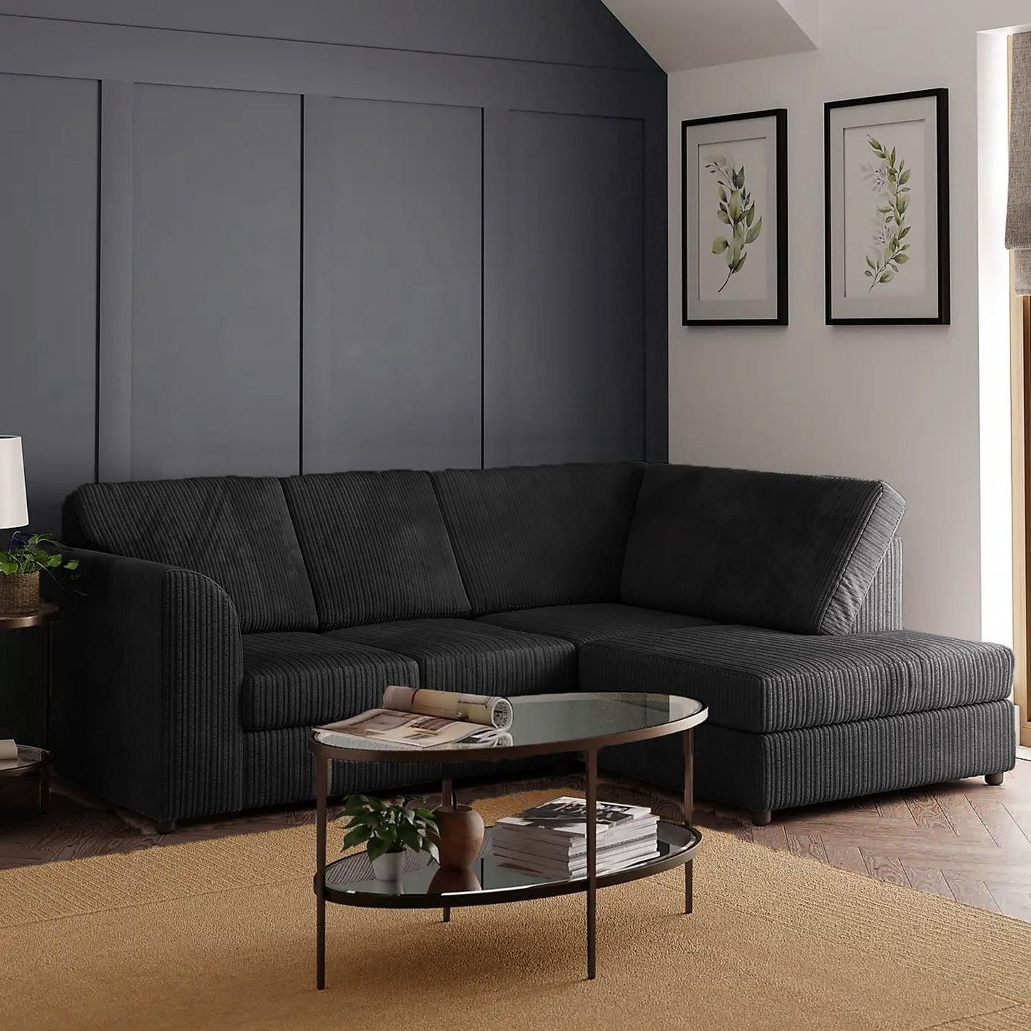 Blake Full Back Coffee Jumbo Cord Corner Sofa - Left and Right Arm - Available in Other Colours