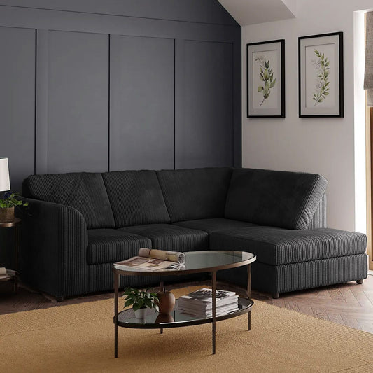 Blake Full Back Black Jumbo Cord Corner Sofa - Right and Left Arm - Available in Other Colours