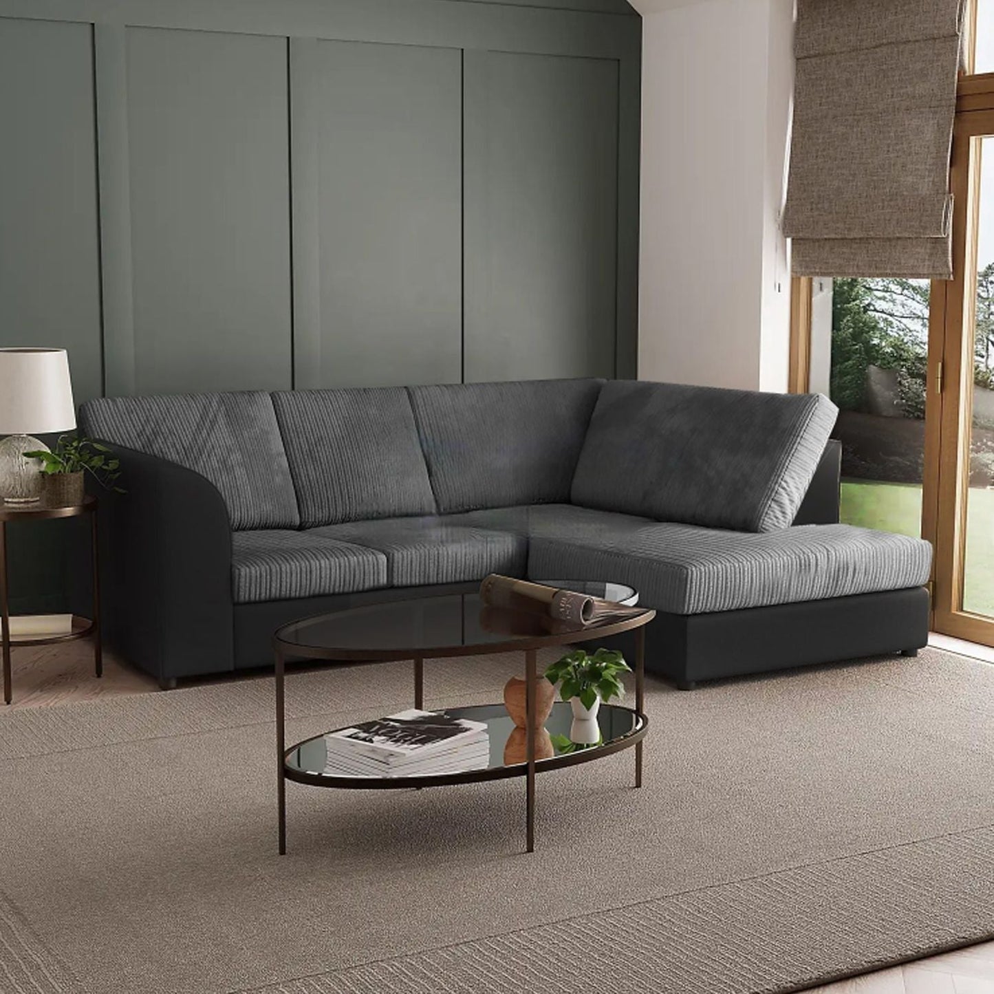 Blake Full Back Coffee Jumbo Cord Corner Sofa - Right and Left Arm - Available in Other Colours
