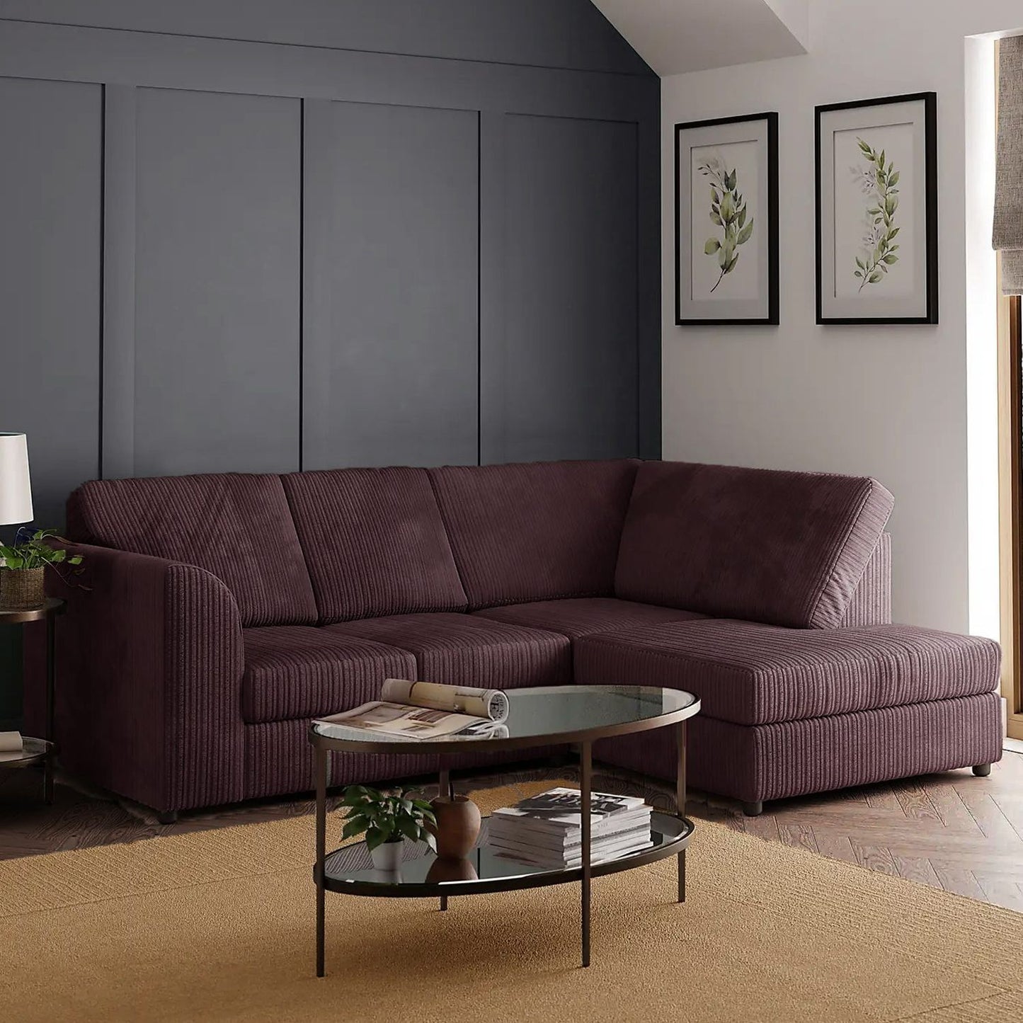 Blake Full Back Cream Jumbo Cord Corner Sofa - Right and Left Arm - Available in Other Colours