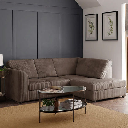 Blake Full Back Black with Grey Jumbo Cord Corner Sofa - Right and Left Arm - Available in Other Colours