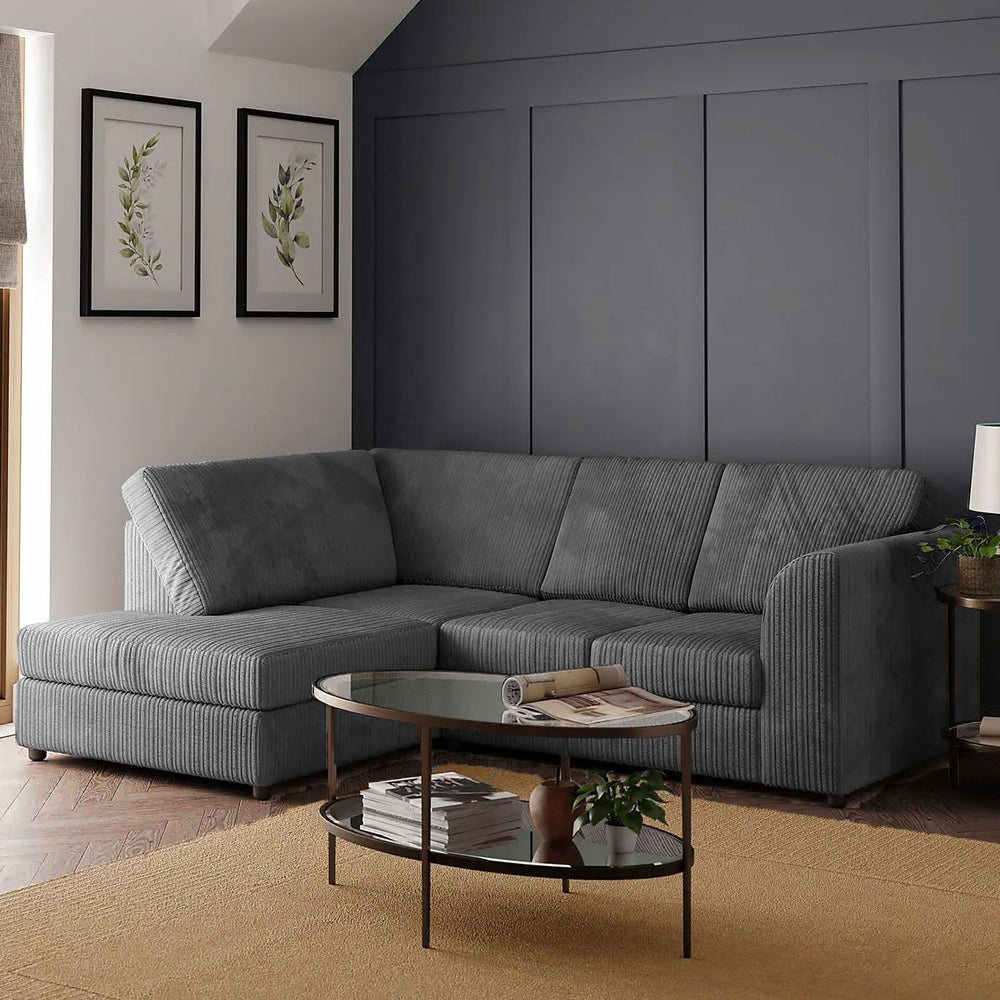Blake Full Back Grey Jumbo Cord Corner Sofa - Right and Left Arm - Available in Other Colours