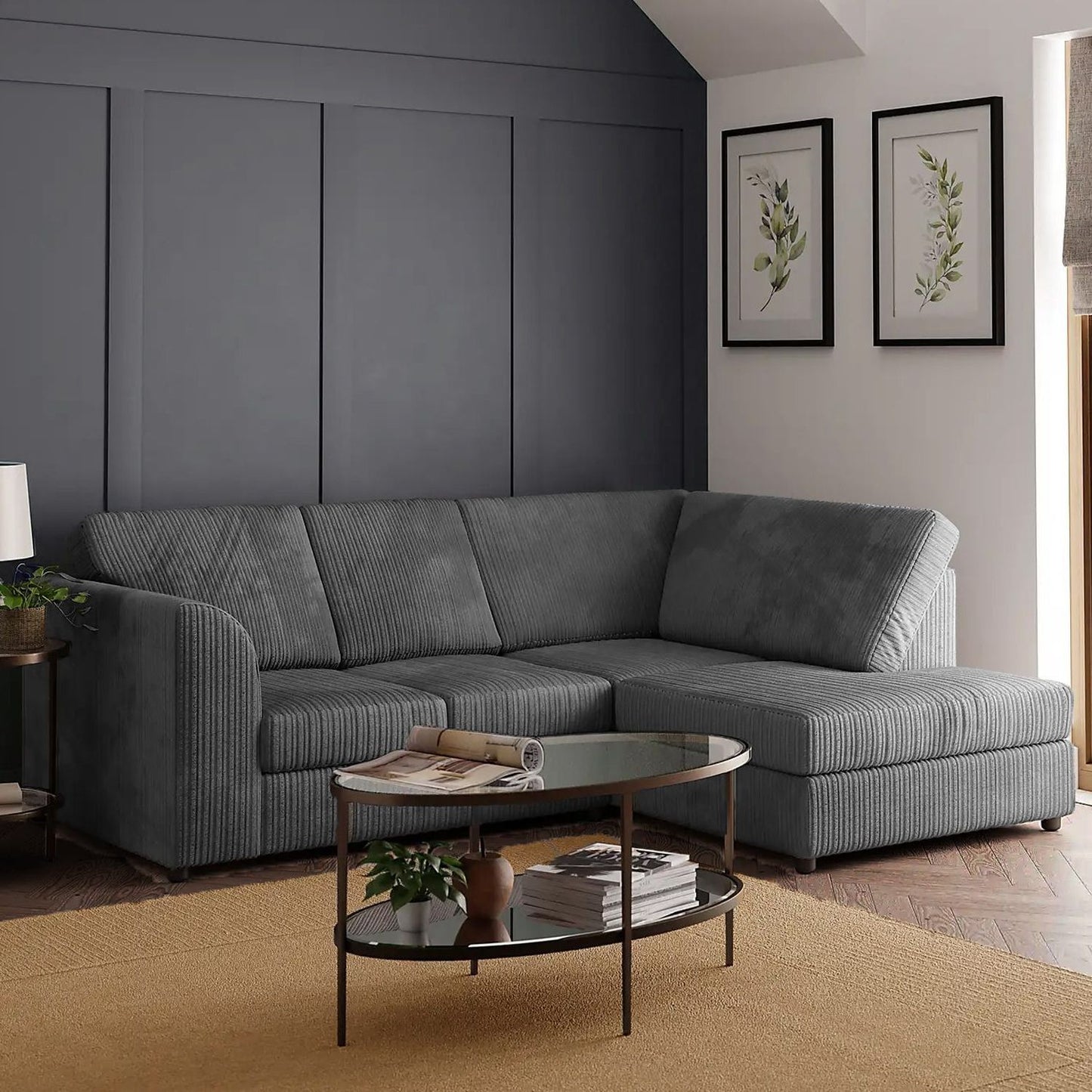 Blake Full Back Chocolate Jumbo Cord Corner Sofa - Right and Left Arm - Available in Other Colours