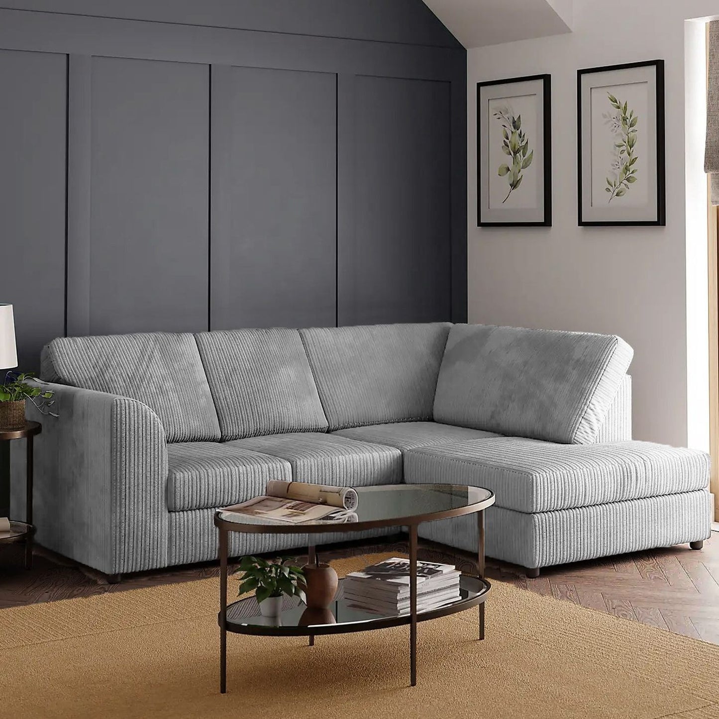 Blake Full Back Coffee Jumbo Cord Corner Sofa - Right and Left Arm - Available in Other Colours